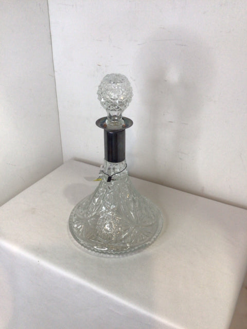 Leonard Vintage Clear/Silver Crystal Decanter