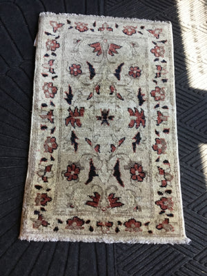 Polyester Floral Tan/Red Rug
