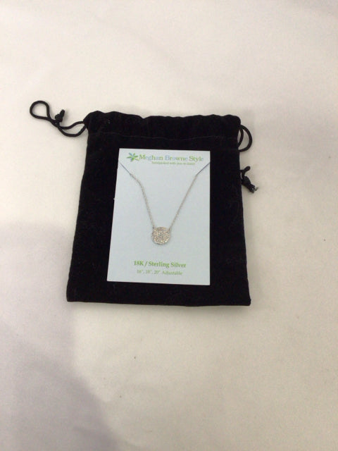 Meghan Browne Silver Round Pave Necklace