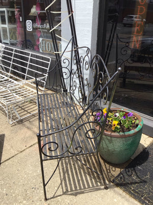 Black Iron Scroll Bench