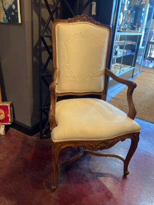 Wood Upholstered Seat Brown/Cream Chair
