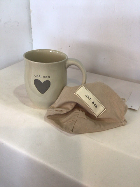 Demdaco Tan/White Ceramic Mug