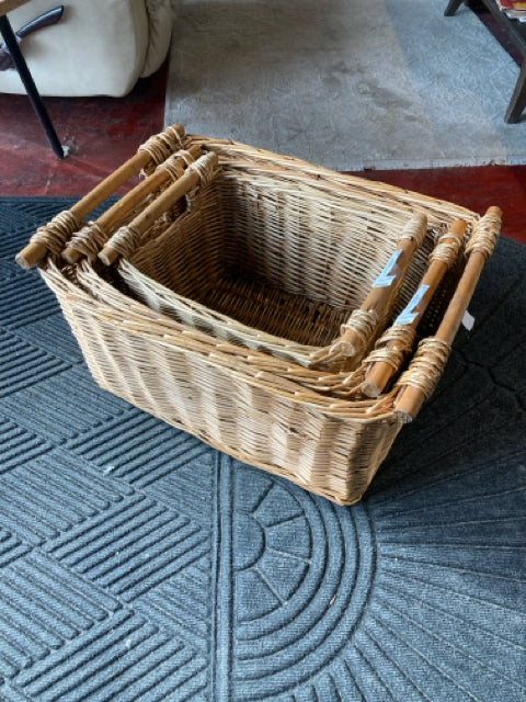 Set of 3 Brown Nesting Basket