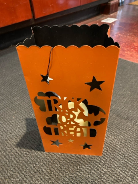 Halloween Orange Metal Candle Holder Bag Holiday Item