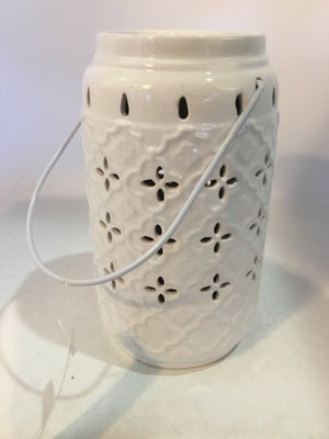 Solar White Ceramic Cut Outs Lantern