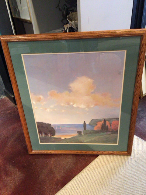 Signed Green/multi Landscape Lake Framed Art