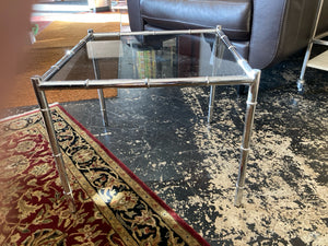 MCM Smoked Glass Bamboo Chrome Table