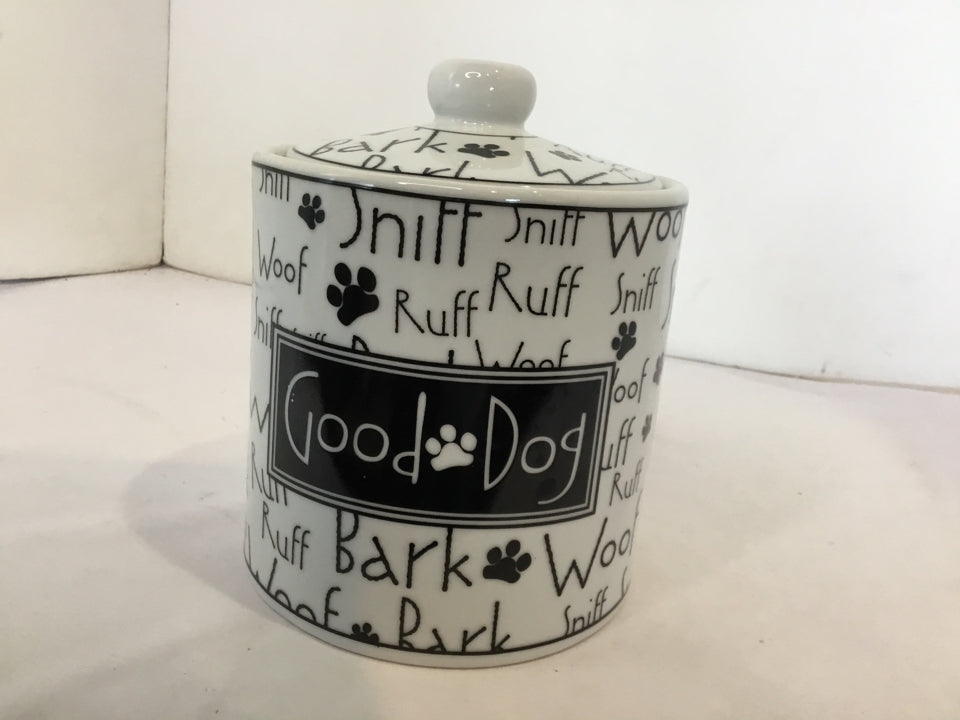 White/Black Ceramic Dog Jar