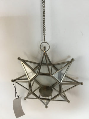 Hanging Silver Metal Star Candle Holder