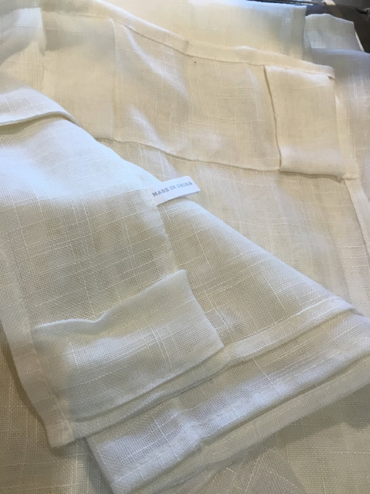 2 Panels Cream Polyester Sheer Draperies/Curtains