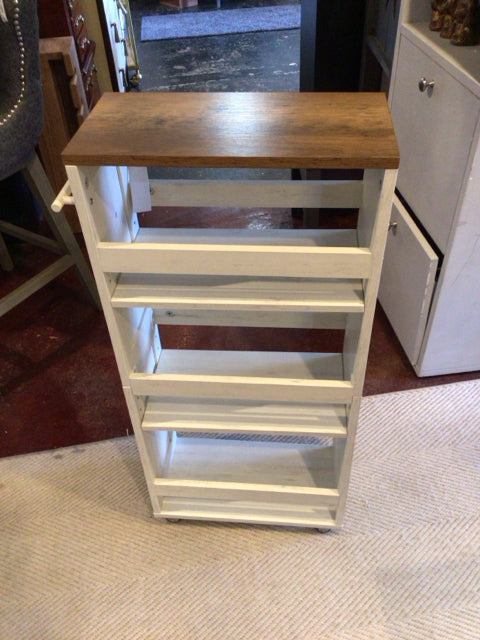 Storage Wood Tiered White/Brown Cart
