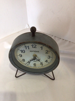 World Market Table Top Gray Metal Clock