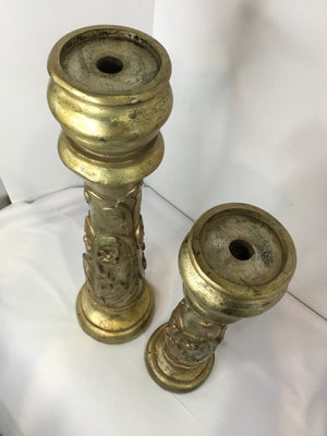 Pillar Gold Resin Pair Candle Holders