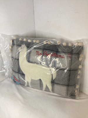 Gray/White Flannel Llama Plaid Pillow