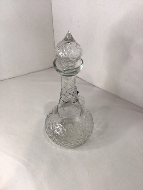 Clear Cut Glass Lidded Decanter