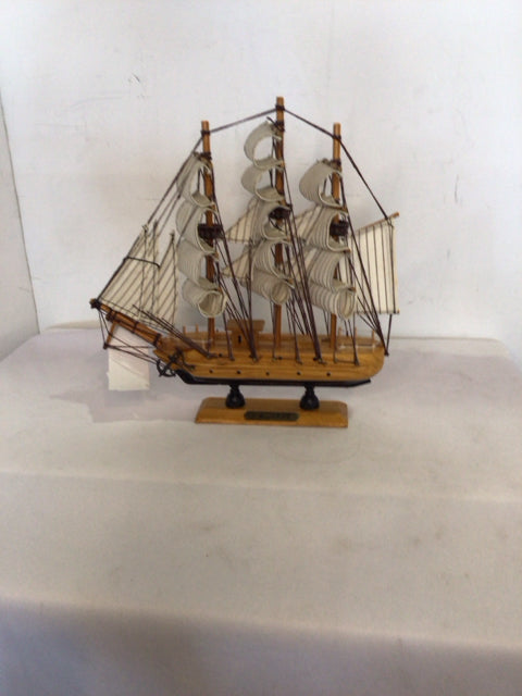 Wood Canvas Ship Statue