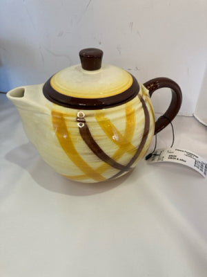 Yellow/Brown Ceramic Teapot