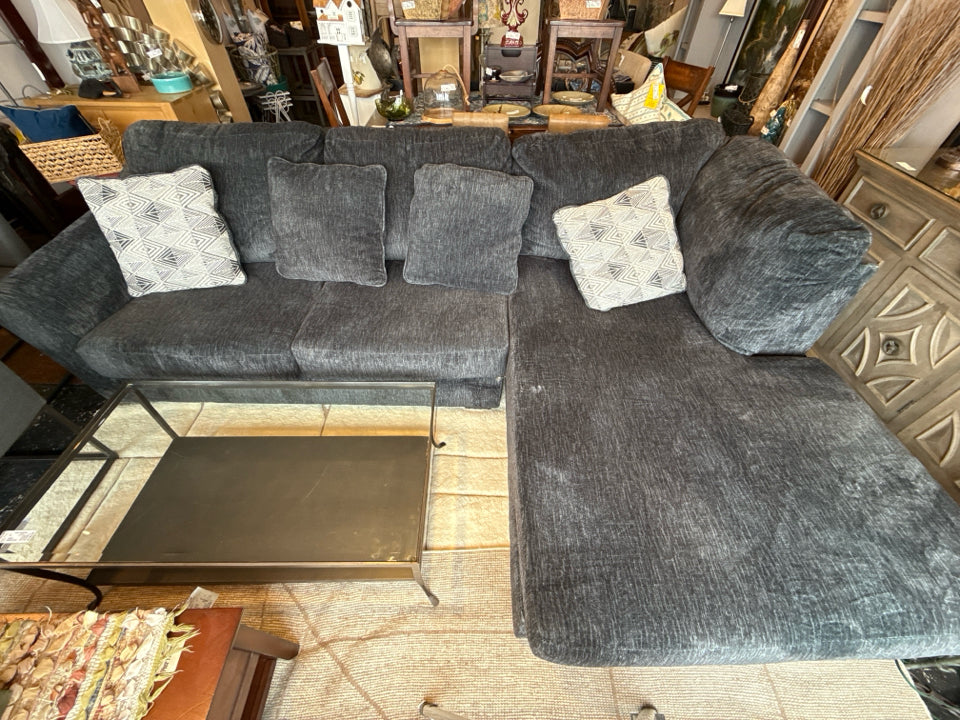 2 Piece Chenille Black Sectional Sofa