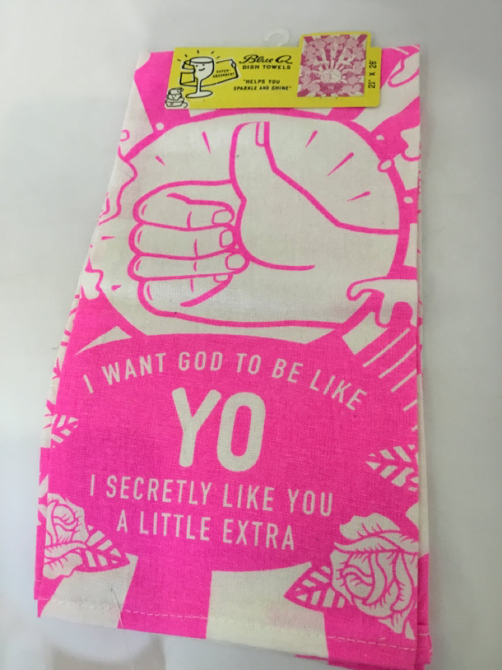 Blue Q Pink/white Thumb's up Towel