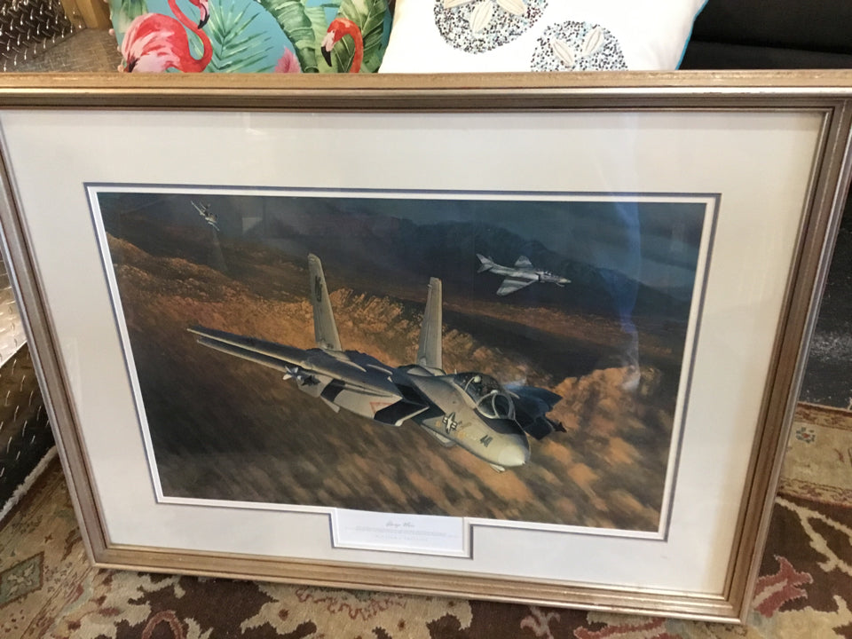 Numbered Cream Airplane Framed Art