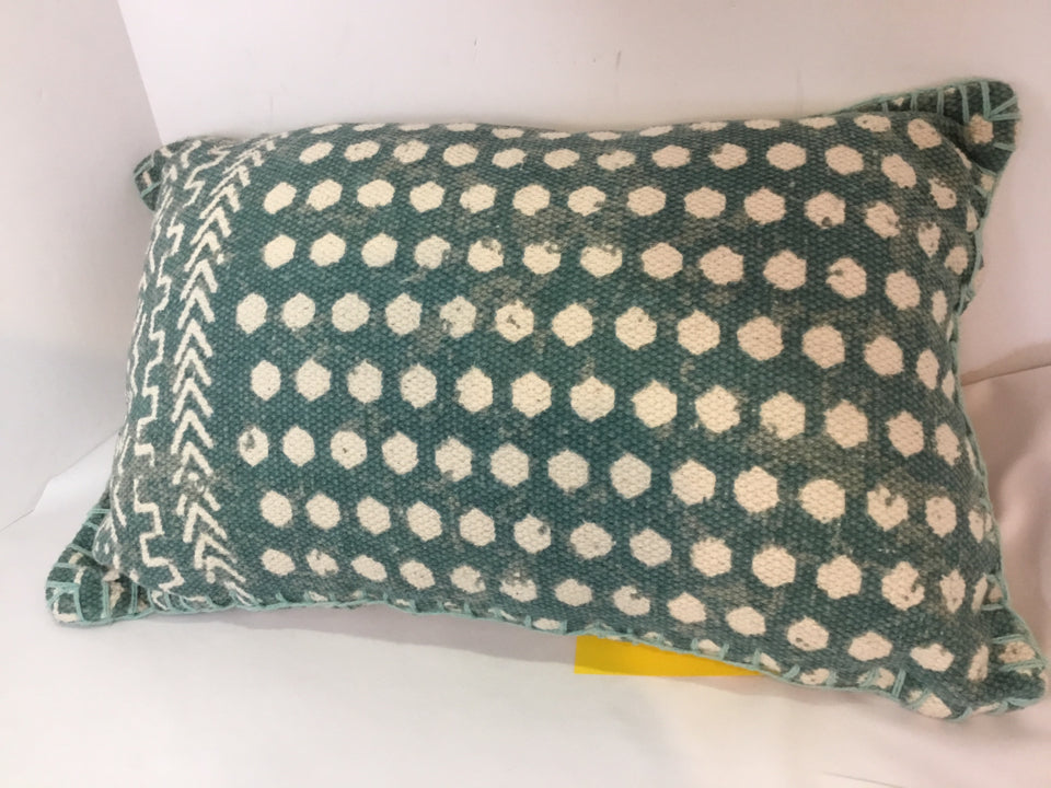 Cream/Aqua Polka Dot Pillow