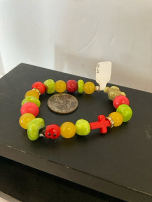 Glass Red/Green Ladybug Jade Bracelet