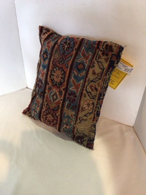 Bohemian Blue/Red Carpet Covered Pillow