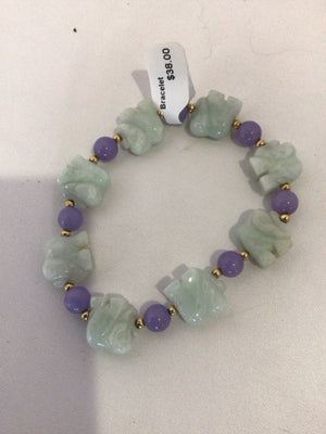 Blue/Pink Elephant Semi Precious Bracelet
