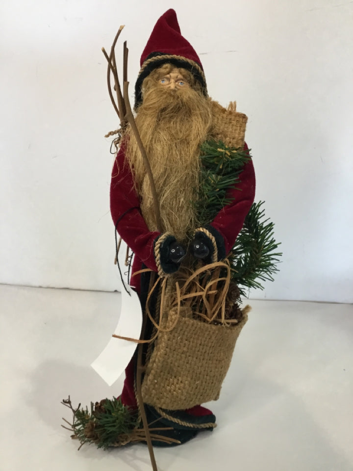 Vintage Christmas Red/Tan Velvet Santa Holiday Item