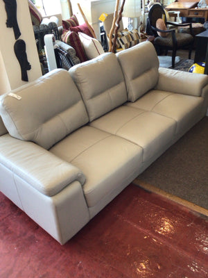Wayfair Modern Leather AS IS Cream Sofa/Couch 8Y8SBJWF