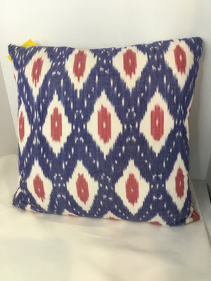 Bohemian Blue/White Cotton Diamond Pillow