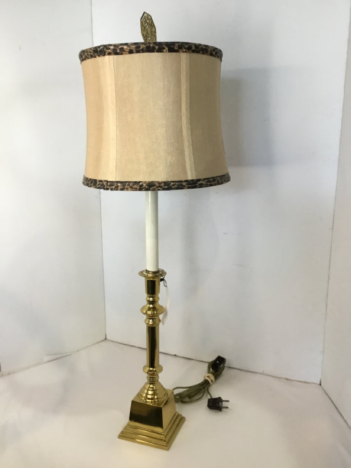 Vintage Gold/White Metal Candlestick Lamp