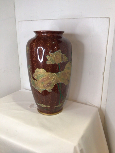 Red/Gold Ceramic Crane Vase