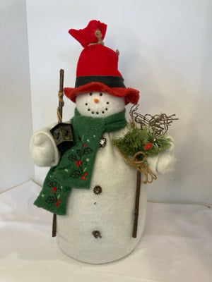 Statue White/Red Cotton Snowman Holiday Item