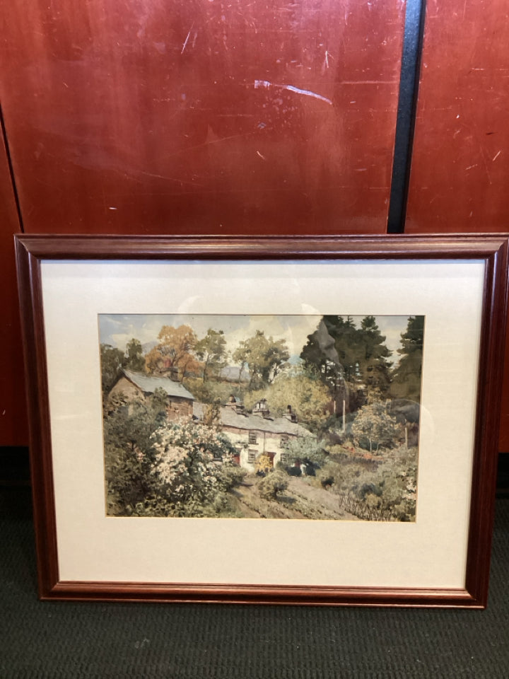 Green/White Cottage Framed Art