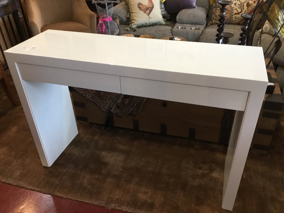 Serena & Lily Modern Laminate 2 Drawers Console White Table