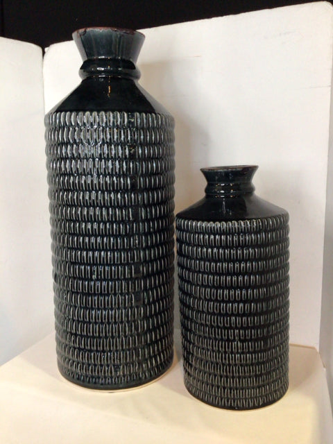 Pair Blue Ceramic Vase