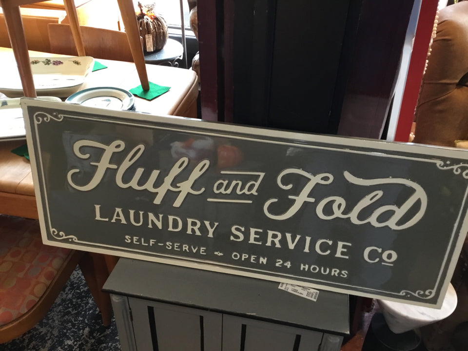 Gray/White Metal Laundry Sign