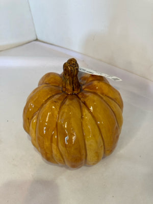 Orange Ceramic Pumpkin Figurine
