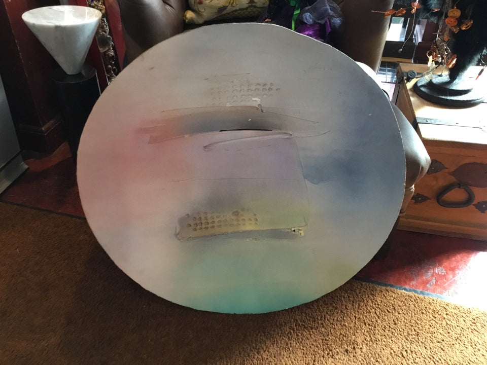 Abstract Metal Painted Round Gray/Pastel Wall Decoration Art