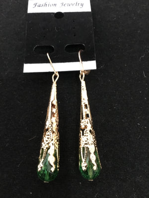 Green/Gold Teardrop Earrings