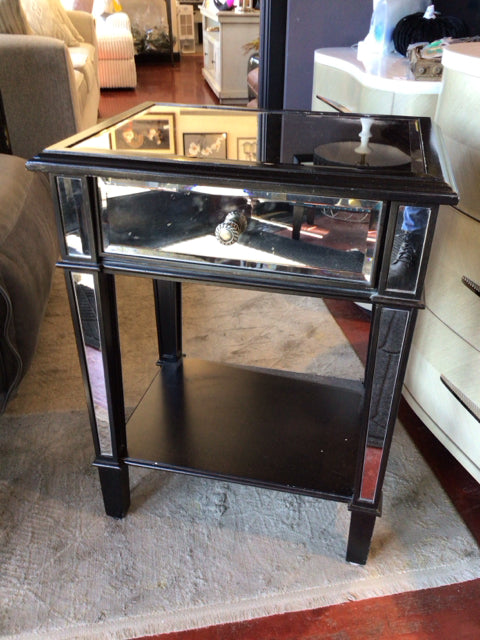 As Is Mirror Night Stand End/Side Black Table