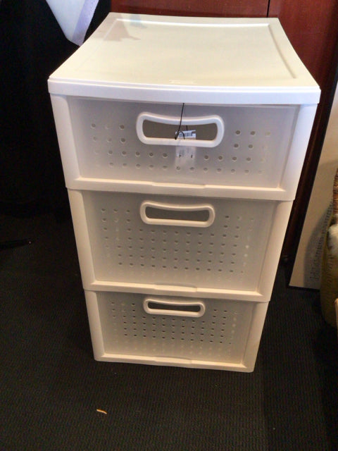 Storage White Plastic Organizer 3 drawers Cabinet