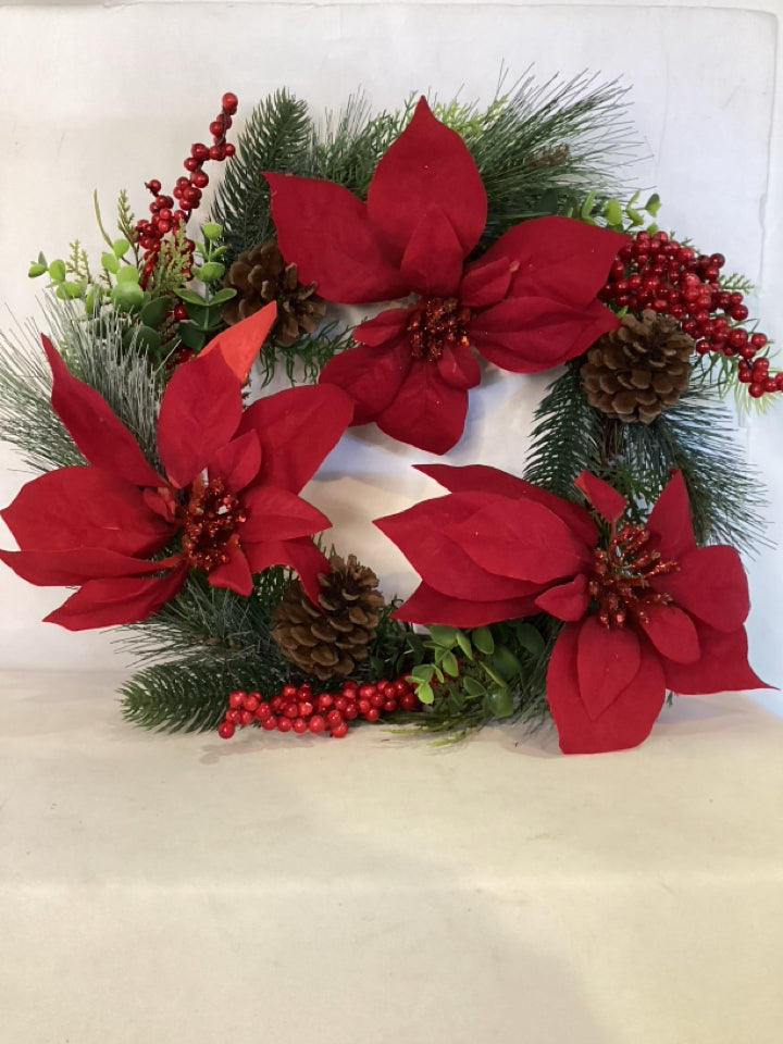 Christmas Red/Green Wreath Poinsettia Holiday Item