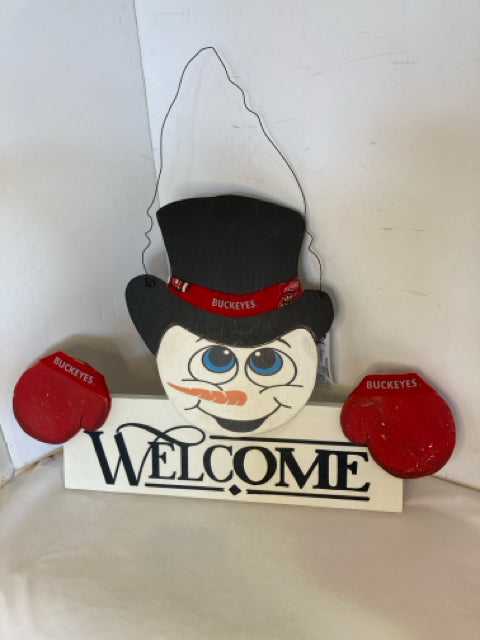 Christmas White/Black Wood Wall Hanging Snowman Holiday Item