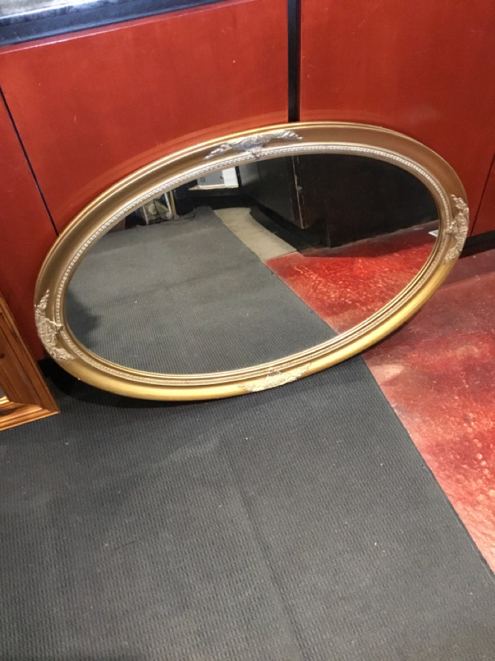 Antiqued Gold Resin Oval Mirror