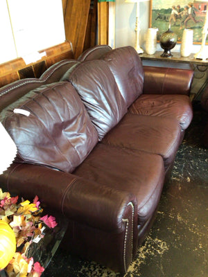 Sofa Express NailHead Leather Cordovan Sofa/Couch