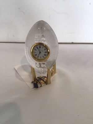 Miniature Clear/Gold Lead Crystal Football Clock