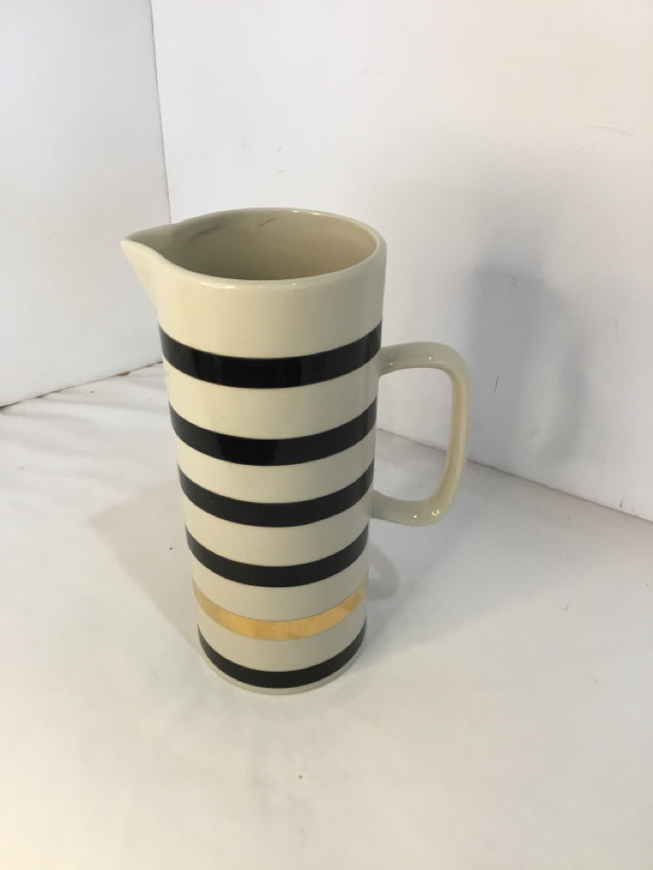 Bloomingvile Cream/Black Ceramic Stripe Pitcher