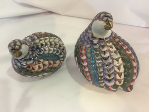 Pair Multi-Color Ceramic Pheasant Figurine